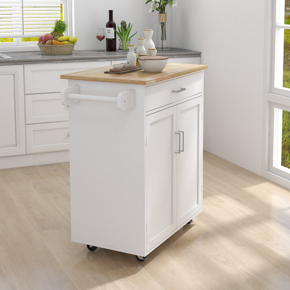 Rolling Kitchen Island Cart with Adjustable Shelves and Towel Rack