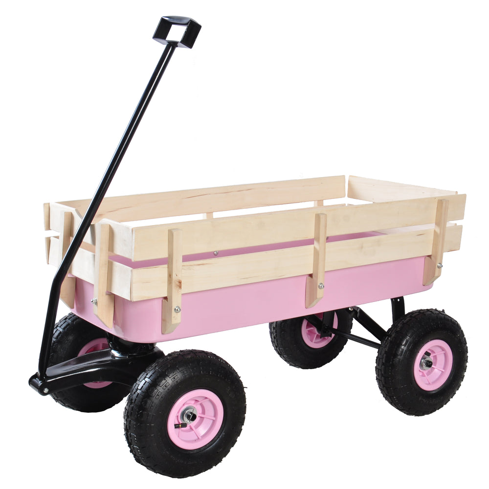 All-Terrain Garden Wagon with Wood Railing