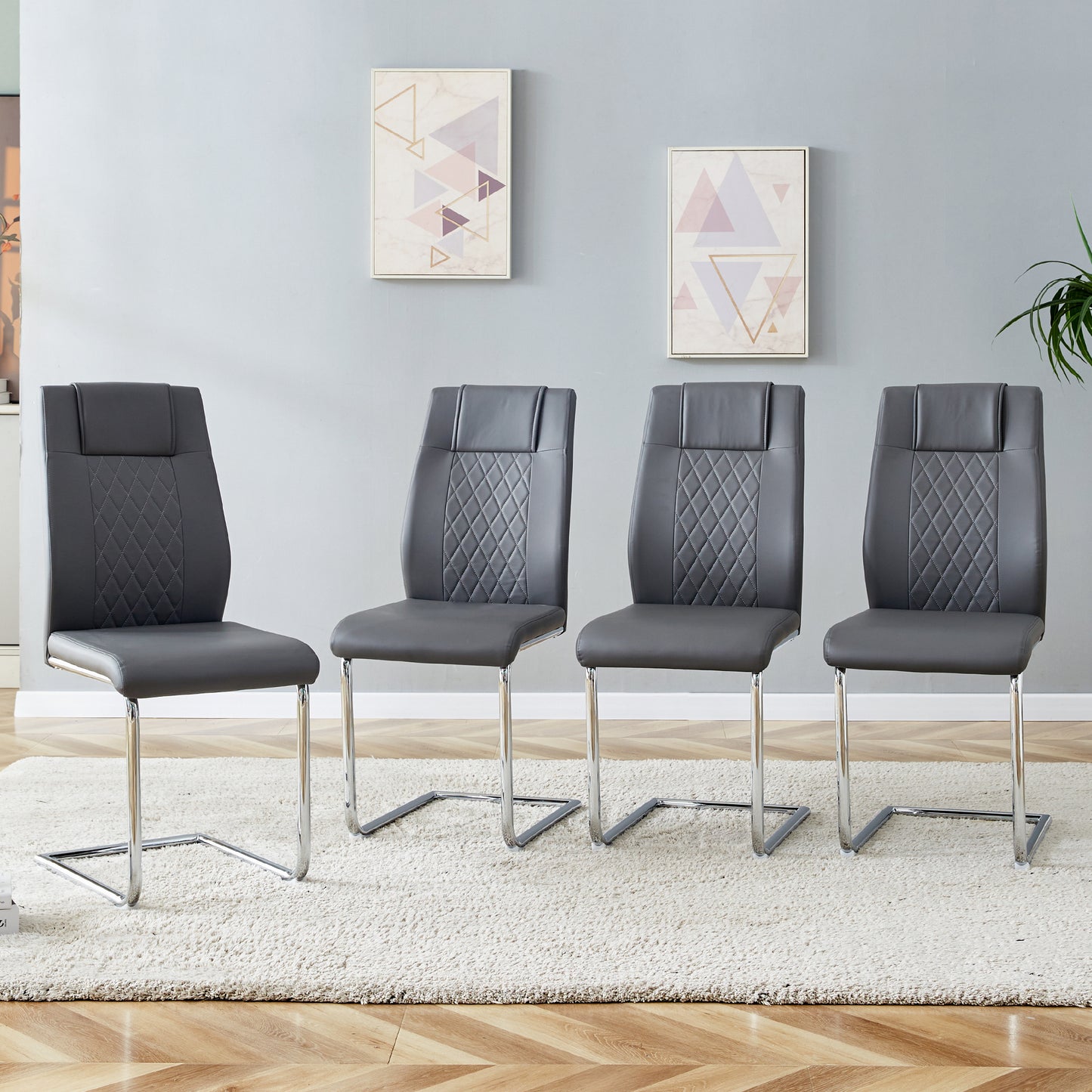 Sleek Faux Leather Dining Chairs - Set of Four