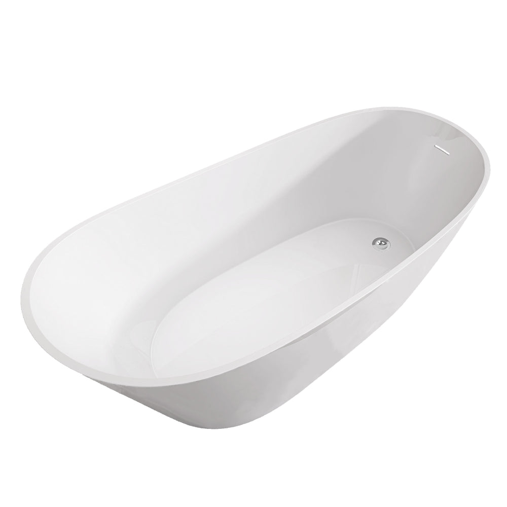 Serenity Oval Soaking Tub - Chic Adjustable Freestanding Bath with Chrome Drain