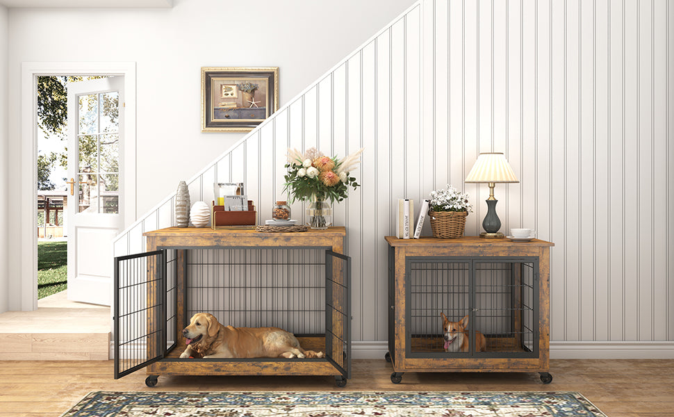 Rustic Double-Door Dog Crate