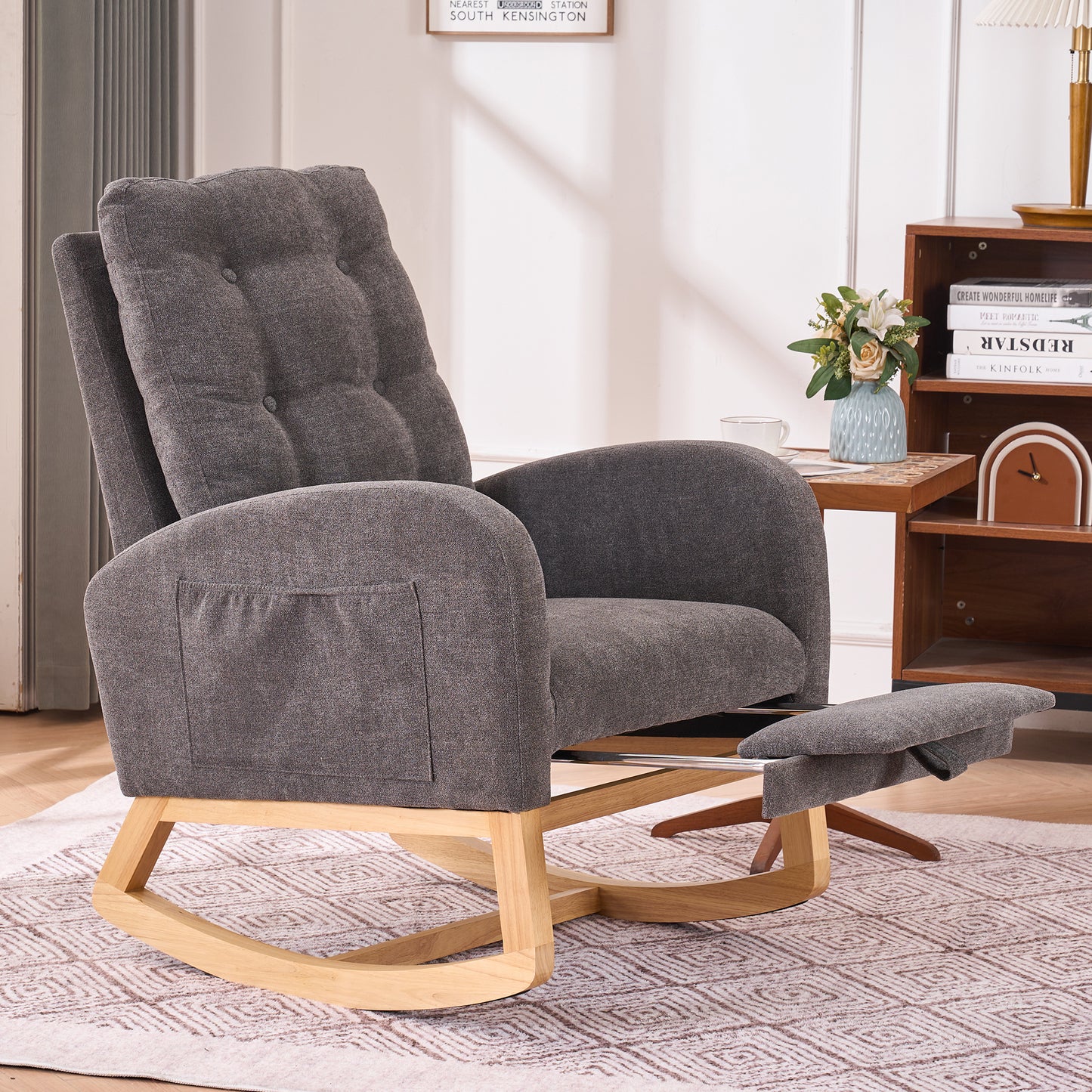 Cozy Accent Rocking Chair with Footrest