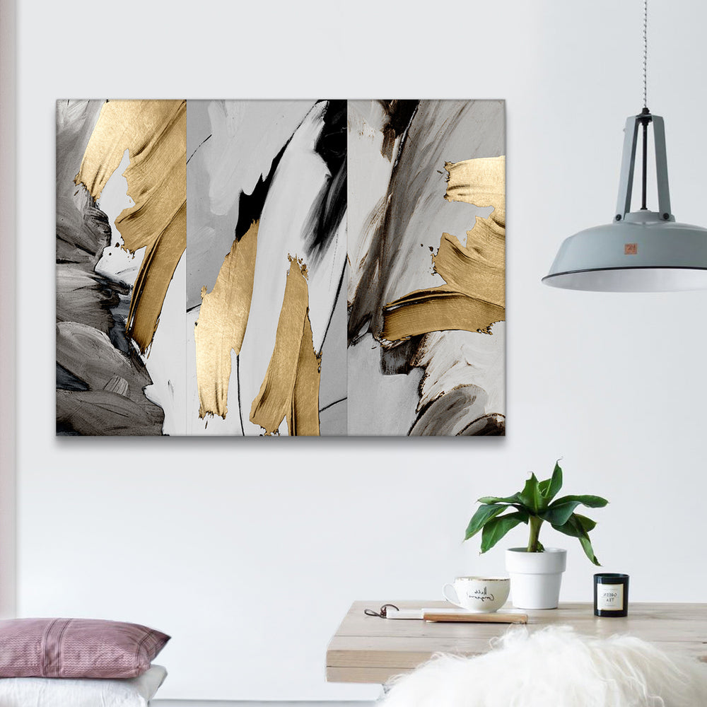 Chic Abstract Canvas Art - Gold & Silver Elegance for Any Room