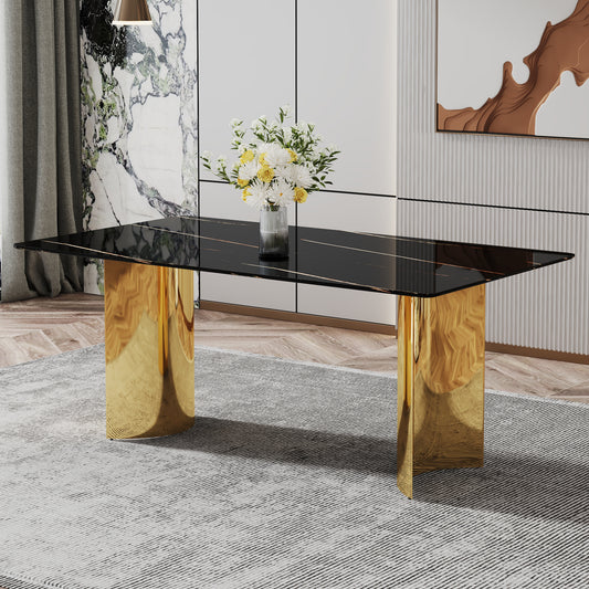 Chic Black & Gold Dining Table