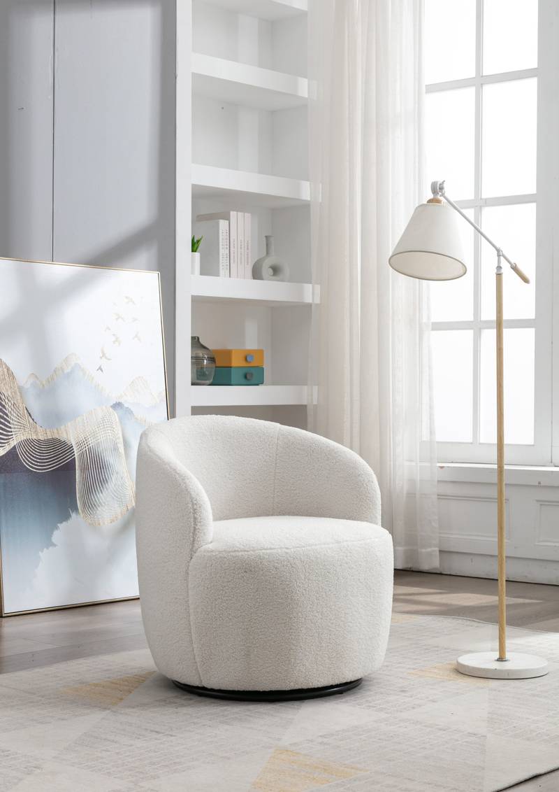 Cozy Ivory Swivel Accent Chair