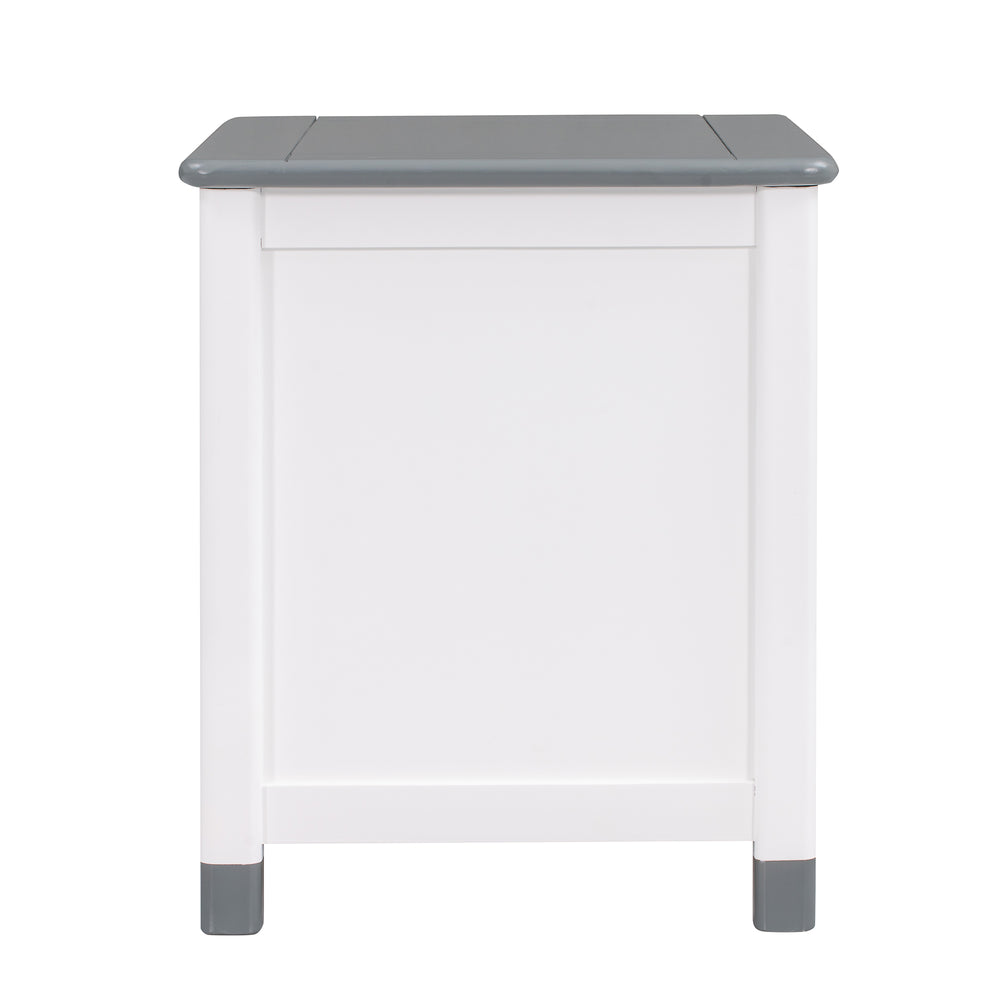 Charming Kids' Nightstand with Two Drawers in White and Gray