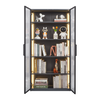 Stylish Double Door Glass Display Cabinet with LED Lights