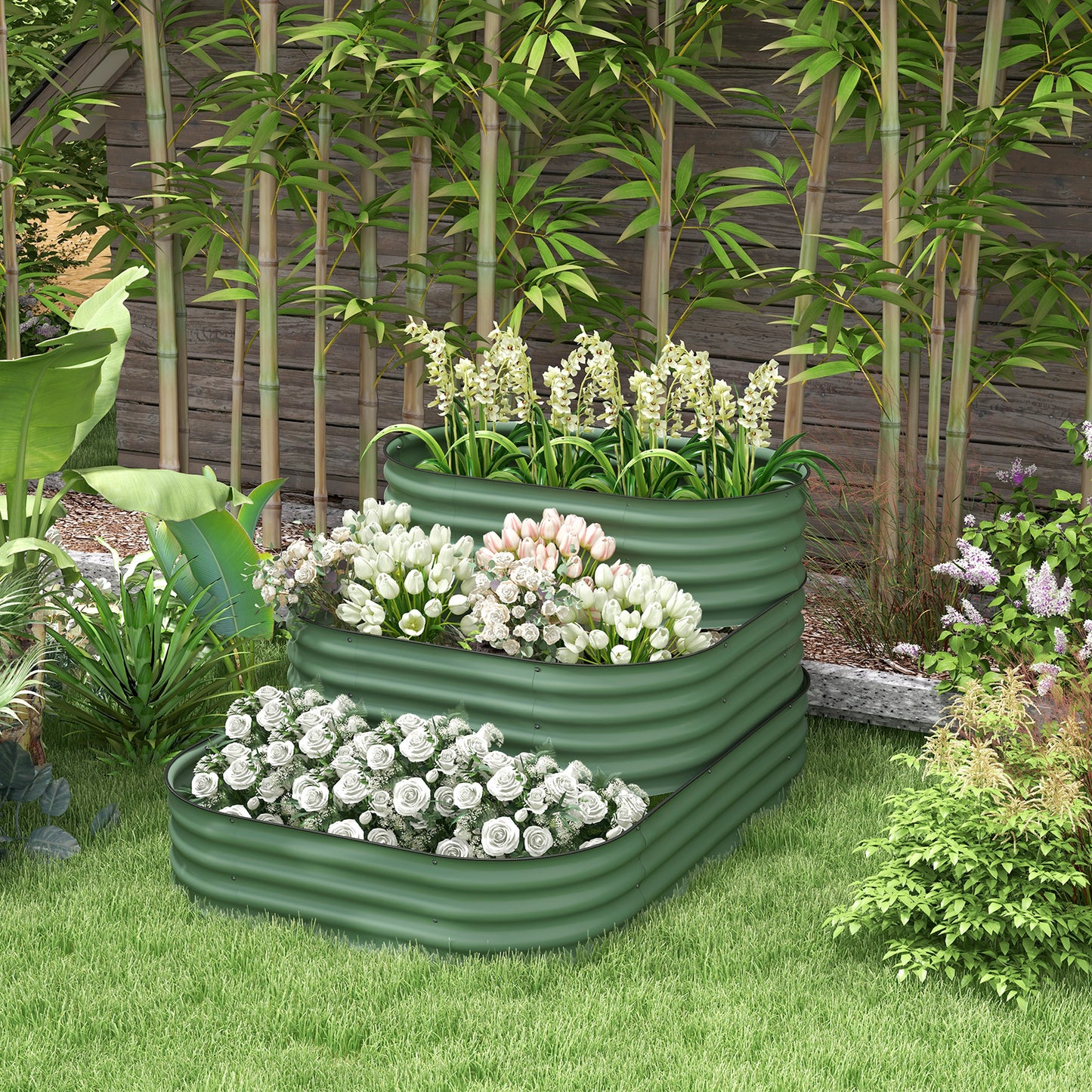 Versatile 3-Tier Galvanized Steel Garden Planter