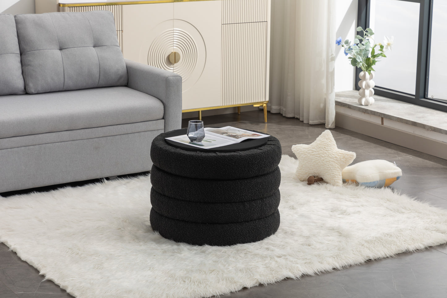 Stylish Black Storage Ottoman