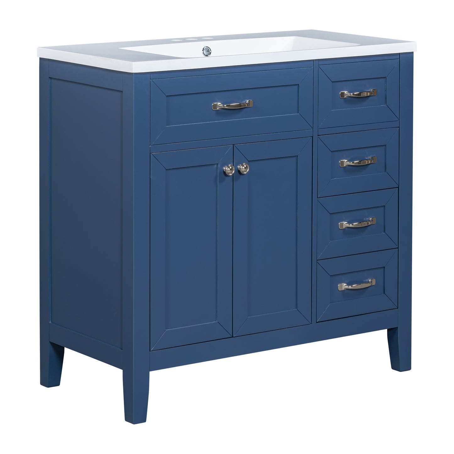 “Chic Blue Bathroom Vanity with Sink and Storage”