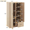 Natural Wooden Double Door Armoire with Shelves & Rod