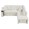 Haven L-Shaped Sofa Bed with Ottoman & USB Ports - Beige