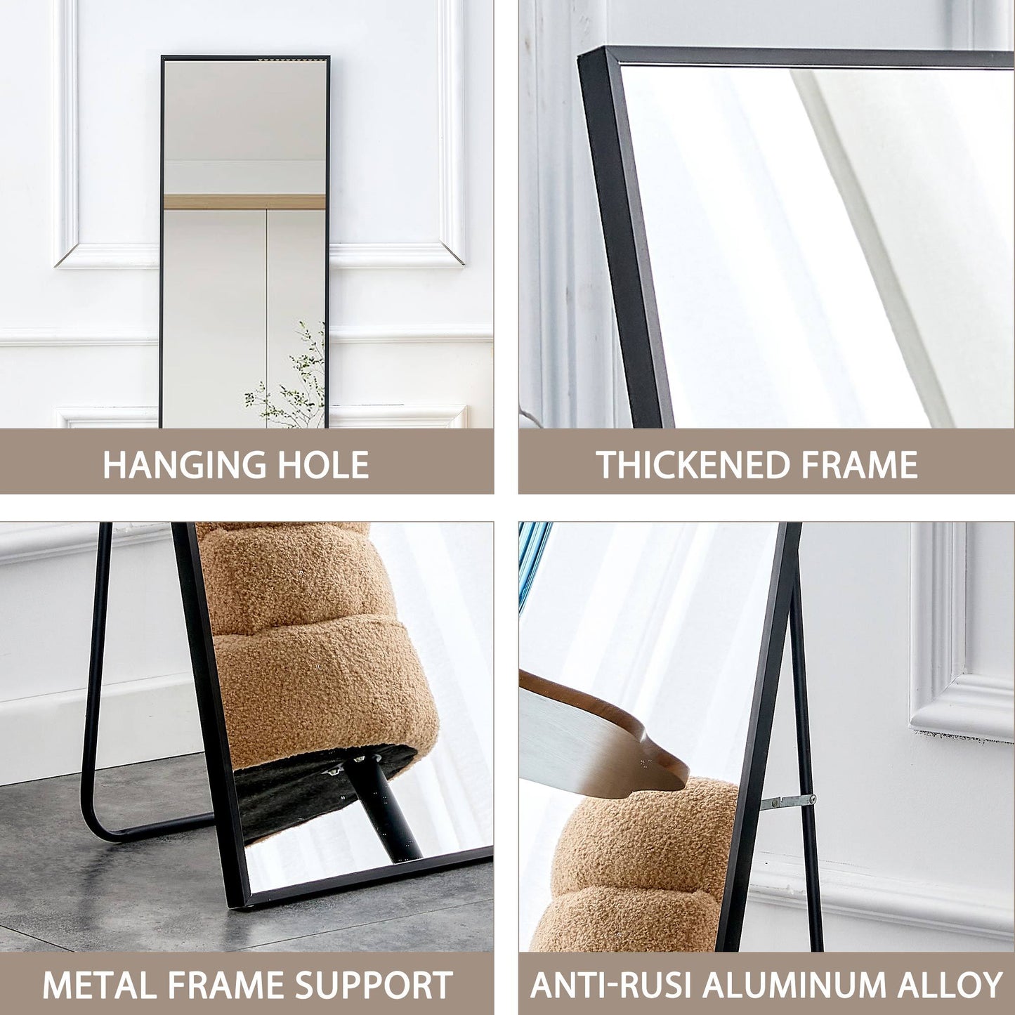 Sleek Black Full-Body Mirror