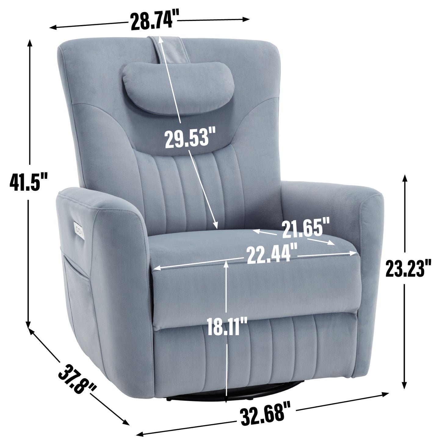 Cozy Power Recliner with Support Pillows and USB Ports