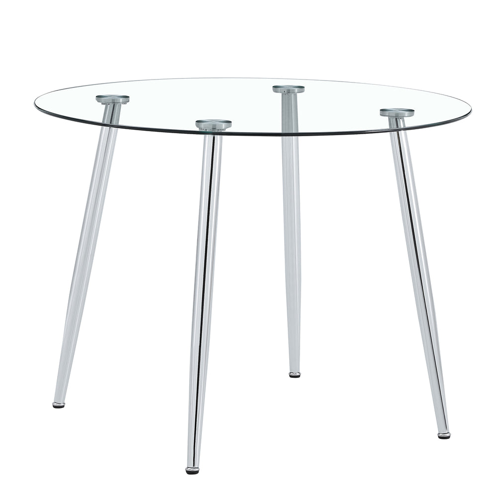 Sleek Silver Round Dining Table