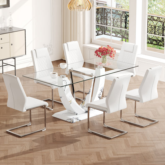 Modern Glass Dining Set with Cozy Chairs