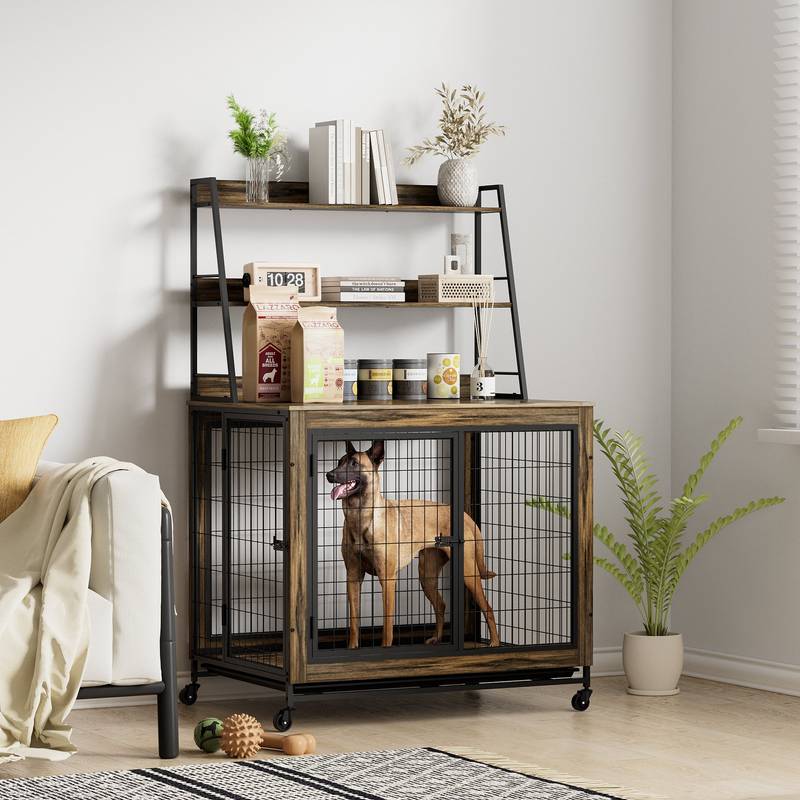 Rustic Retreat Dog Cage with Cabinet