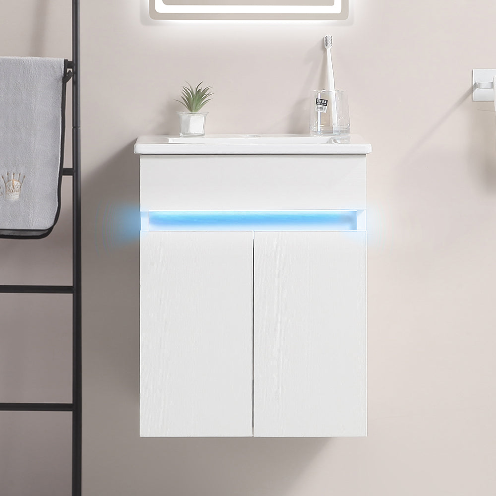 Sleek Wall-Mounted Bathroom Vanity with Sensor Light