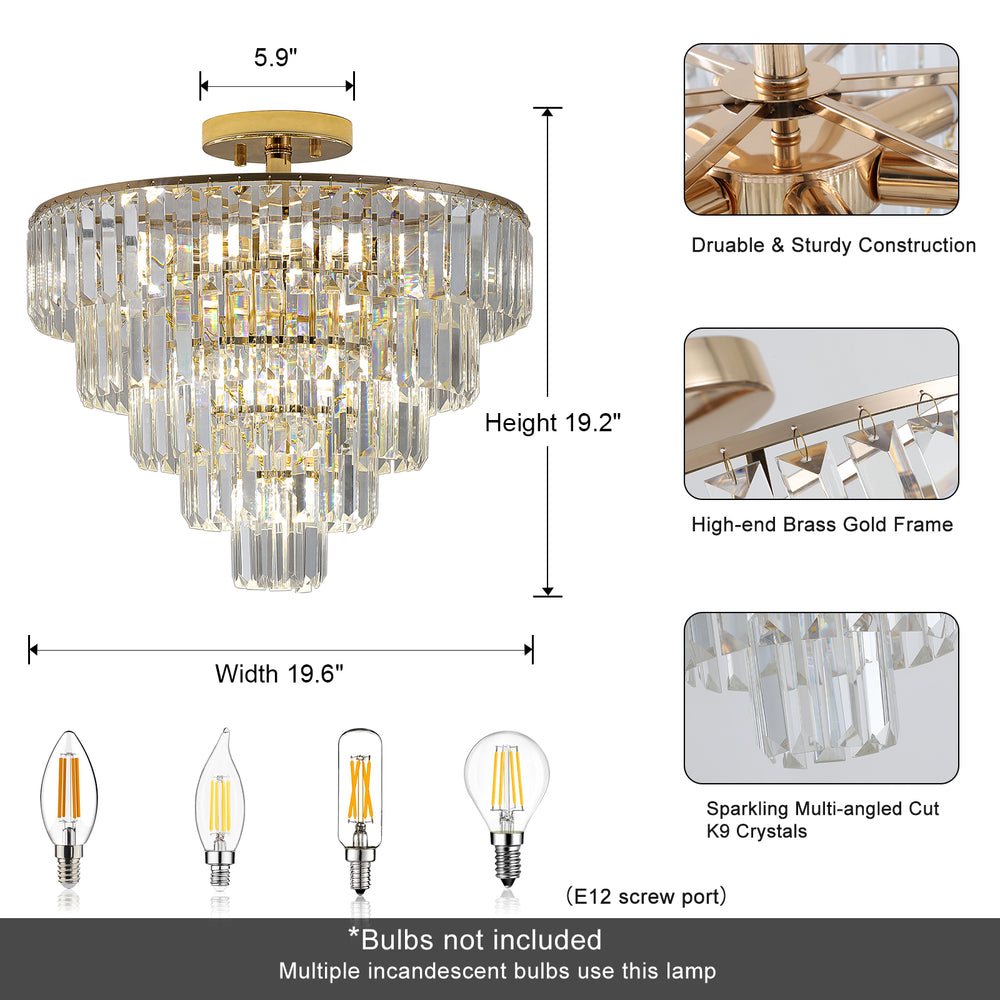 Glimmering Gold Crystal Chandelier