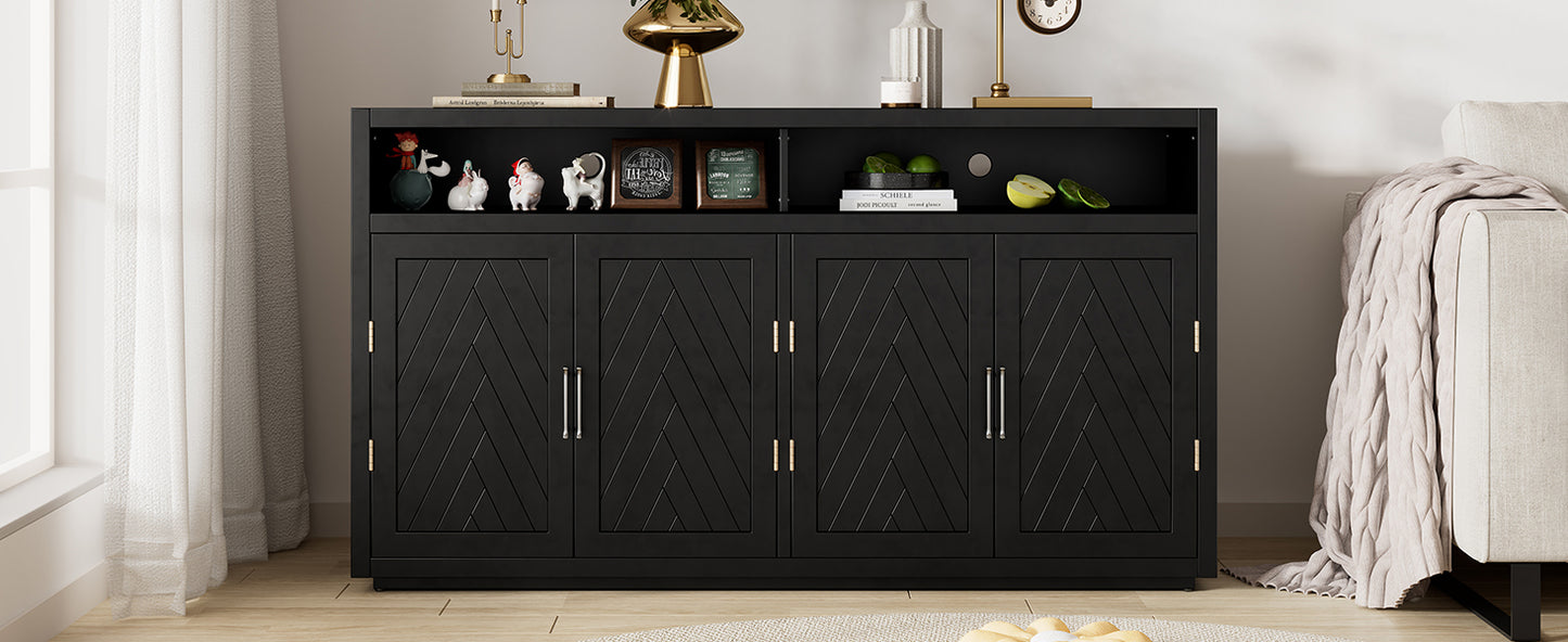 Stylish Black Classic Sideboard with Adjustable Shelves