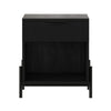 Chic Black Fluted Nightstand with Open Cubby