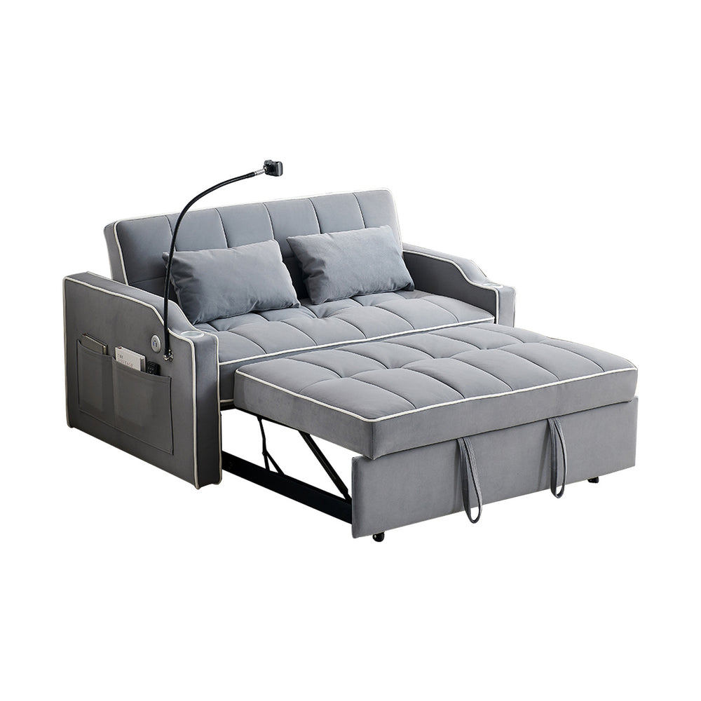 Versatile Velvet Sofa Bed with USB Charging & Adjustable Backrest