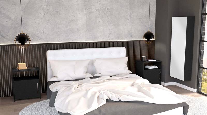 Sleek Black Bedroom Bundle: Shoe Rack & Nightstands