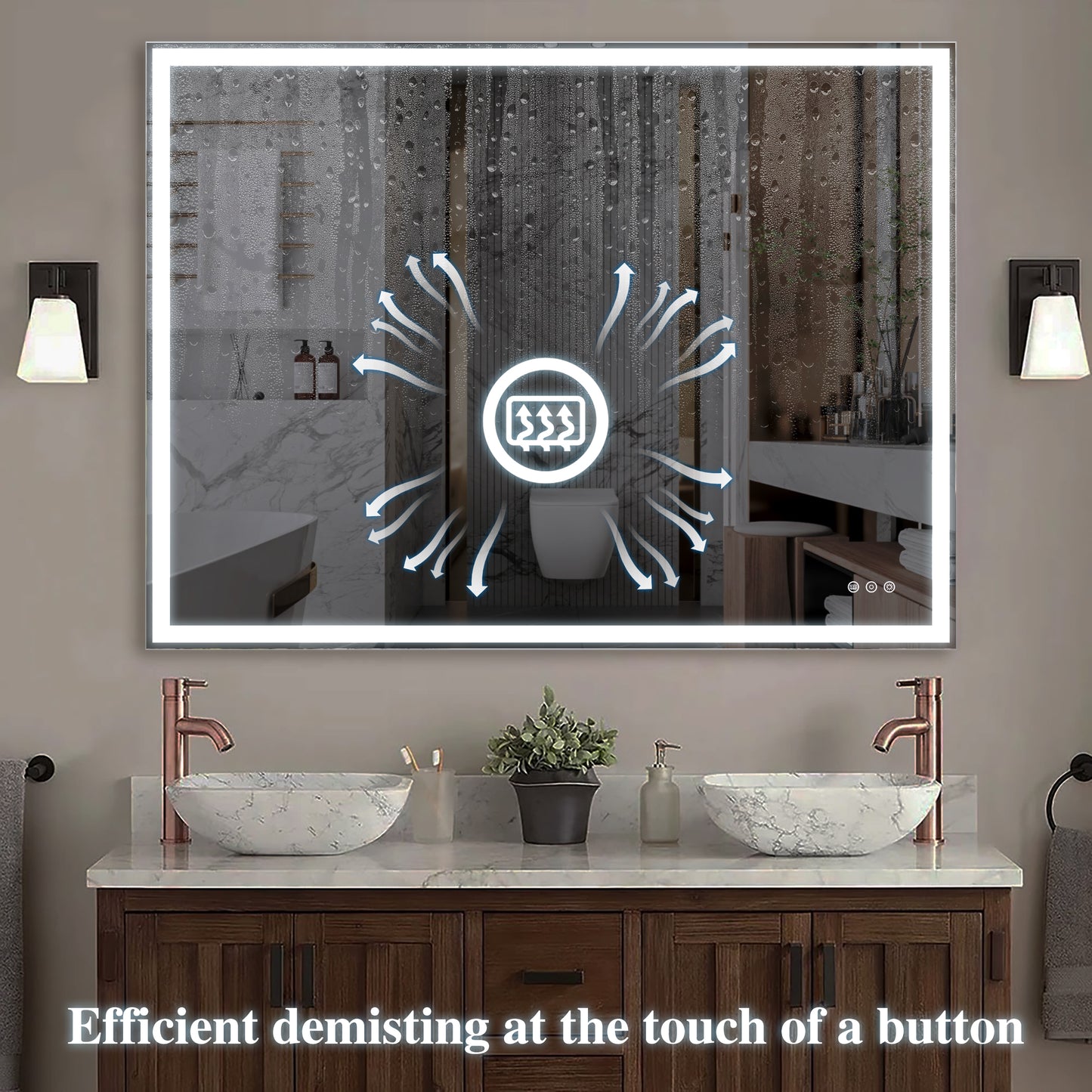 GlowSmart LED Bathroom Mirror - Adjustable Lighting & Anti-Fog Touch Control