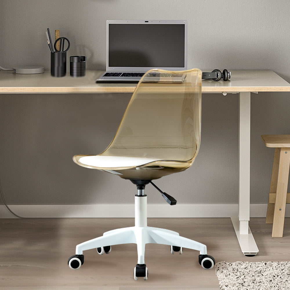 Swivel Comfort: Stylish Armless Desk Chair in Amber Brown