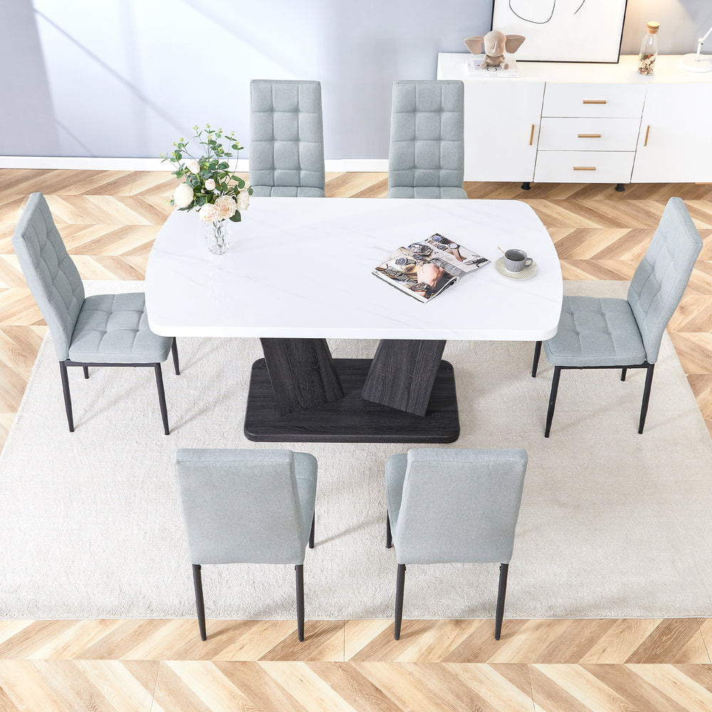 Chic Marble Dining Set for Six