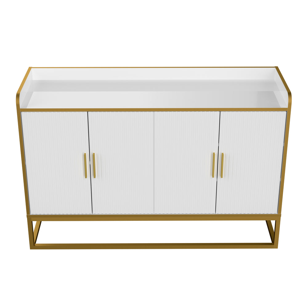 Sleek White Kitchen Buffet with Chic Metal Legs