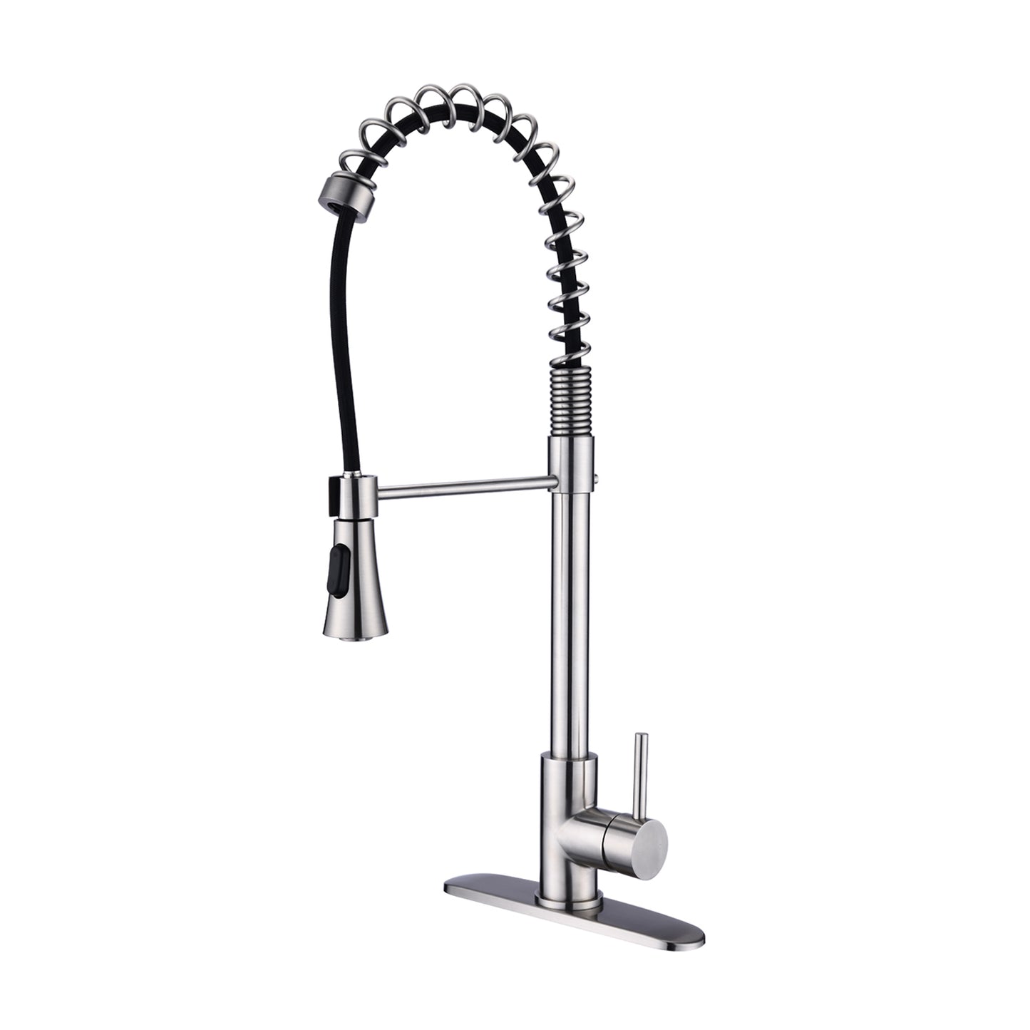 Sleek Brushed Nickel Kitchen Faucet with Stylish Spring Spout