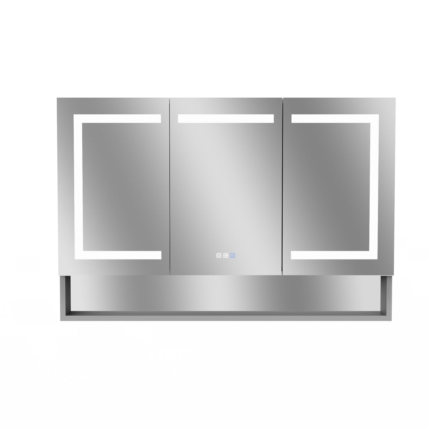 Sleek Silver LED Medicine Cabinet with Mirror