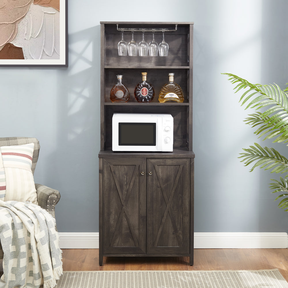 Chic Coffee & Wine Bar Cabinet with Barn Style