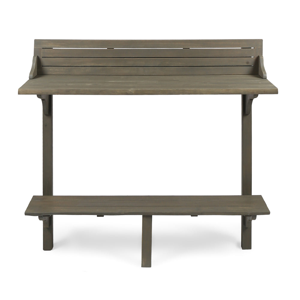 Gray Acacia Wood Balcony Bar Table