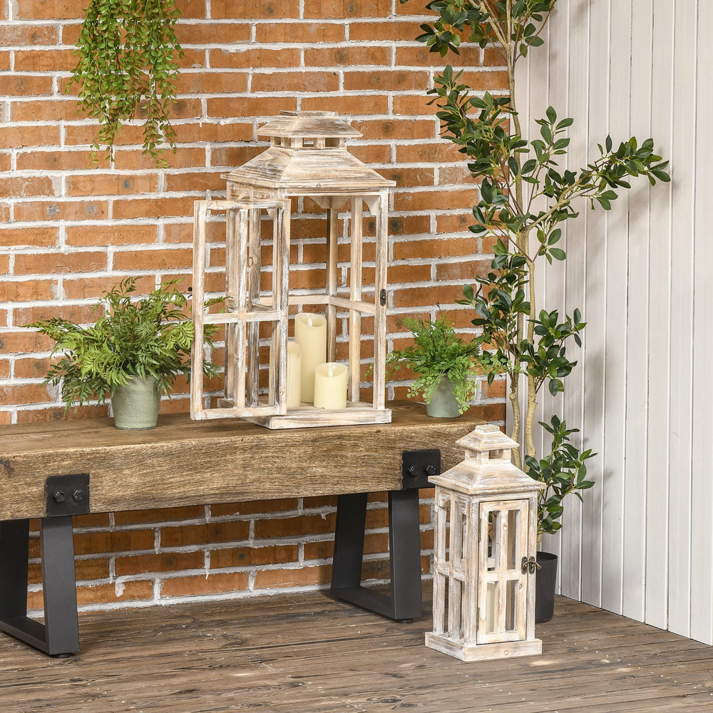 Rustic Wooden Lantern Set