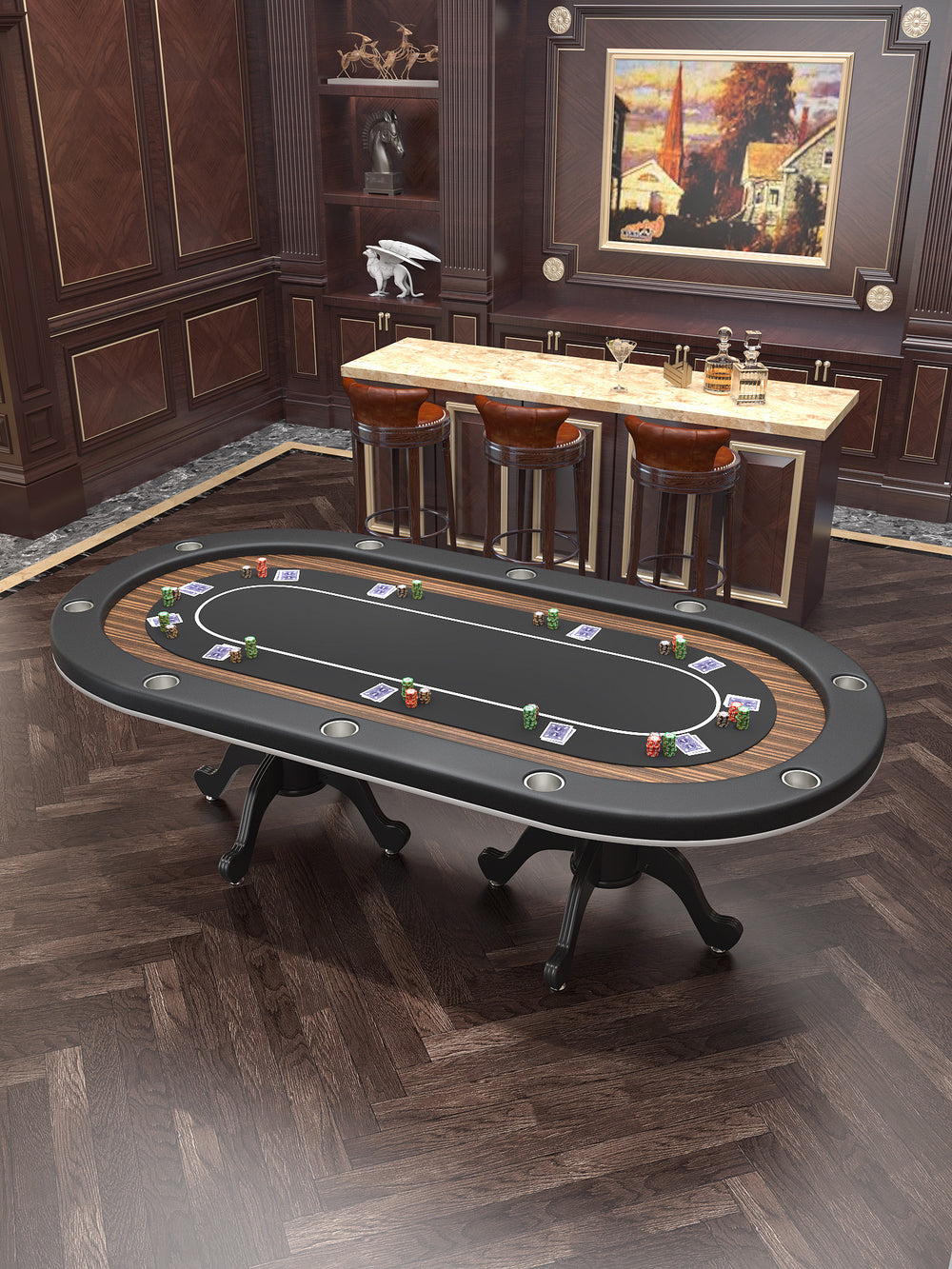 Chic Oval Aura Waterproof Poker Table