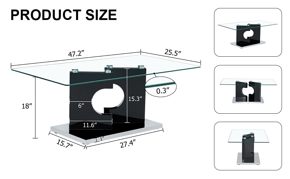 Sleek Glass Top Coffee Table