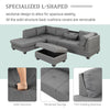 Cozy Gray Reversible Sectional Sofa with Storage Ottoman