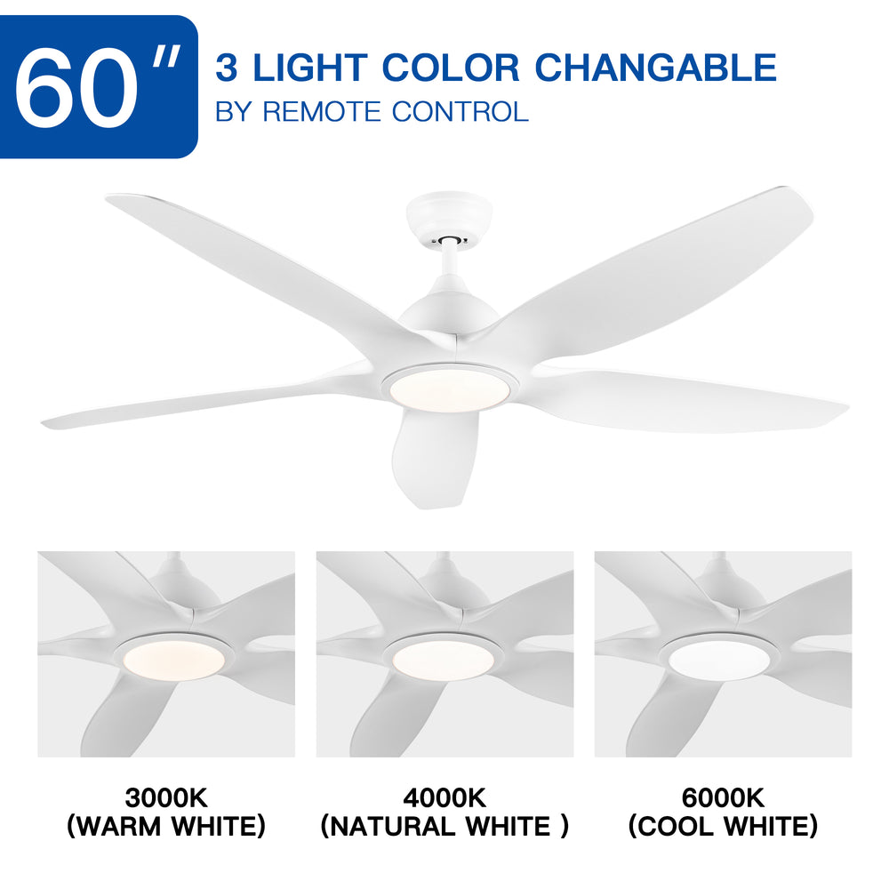 Sleek LED Ceiling Fan with White Blades