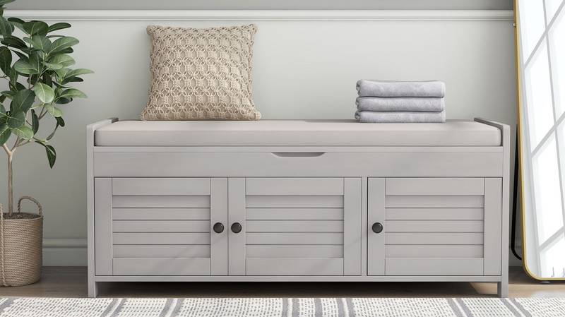 Cozy Curved Storage Bench with Hidden Space