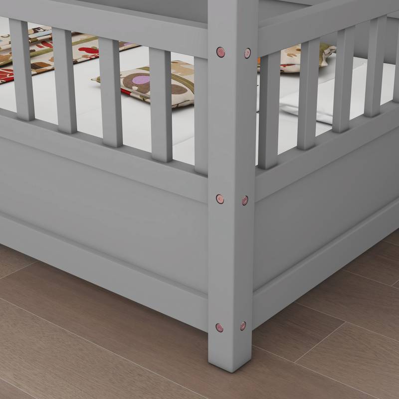 Playful Wooden House Bed for Kids