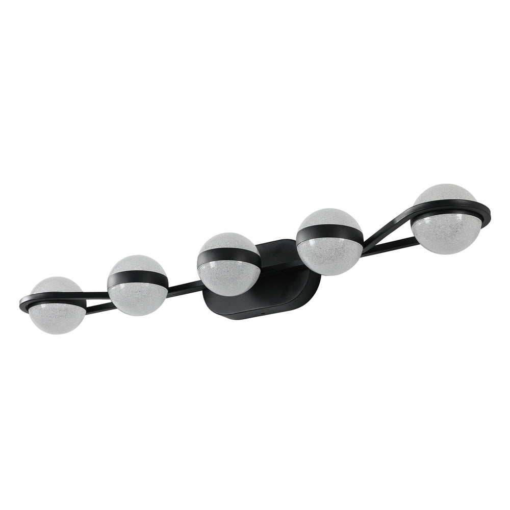 Sleek Black Bathroom Vanity Light with Frosted Glass Shades