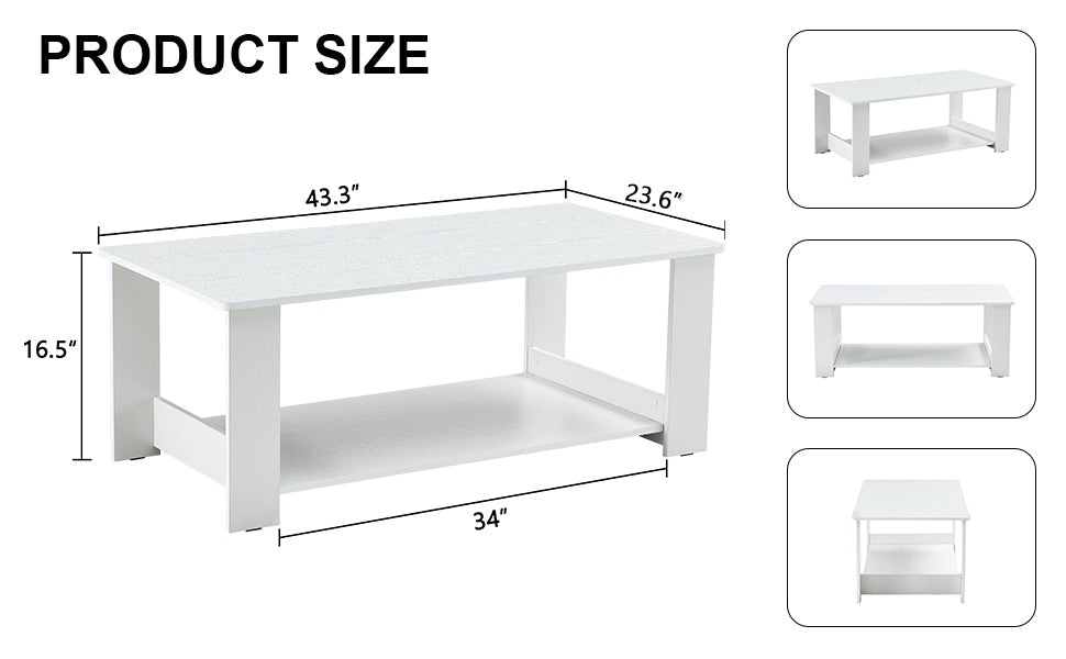 Chic Double-Layered White Coffee Table