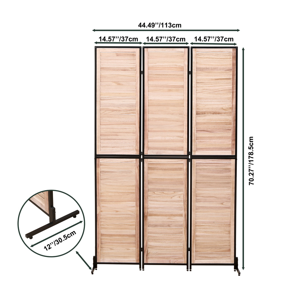 Natural Wooden Folding Room Divider - Stylish Privacy Screen