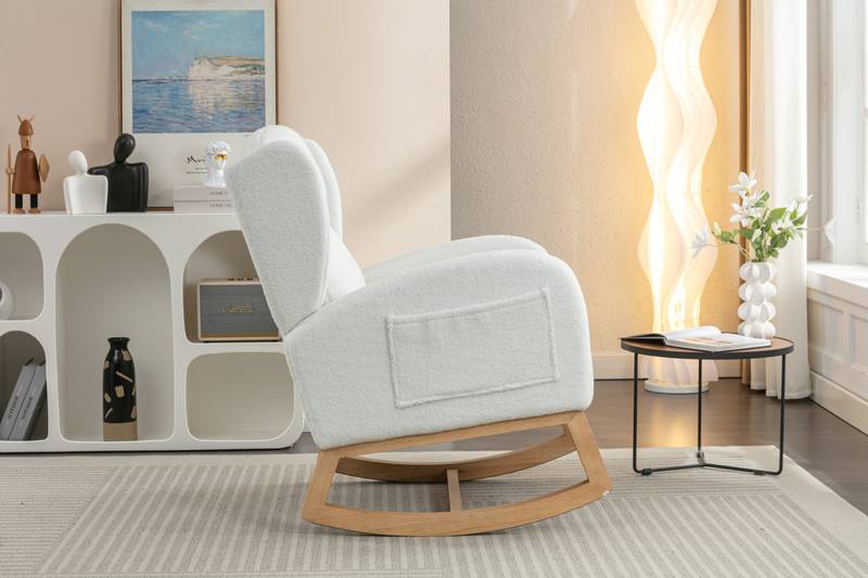 Cozy Ivory Teddy Rocking Chair