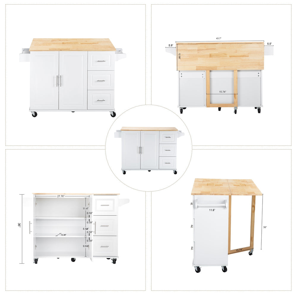 Versatile Mobile Kitchen Island & Cart with Extendable Table