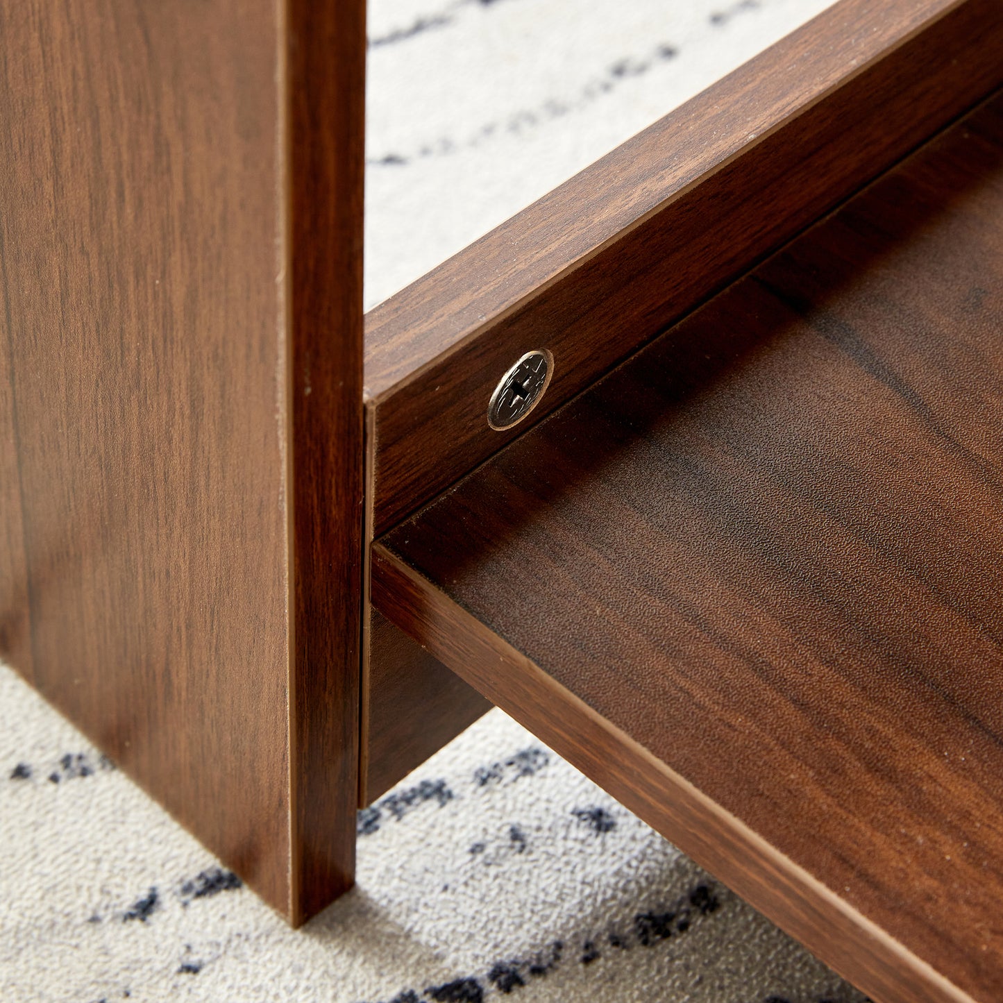 Sleek Walnut Double-Layer Coffee Table