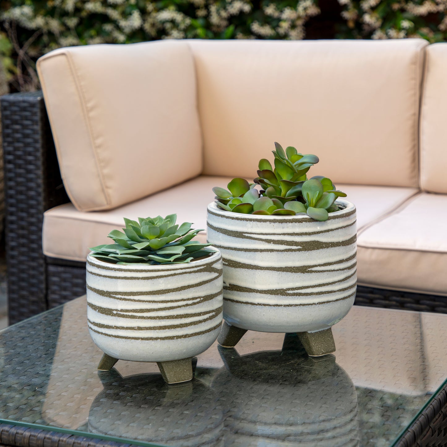 Stylish White Planter Duo