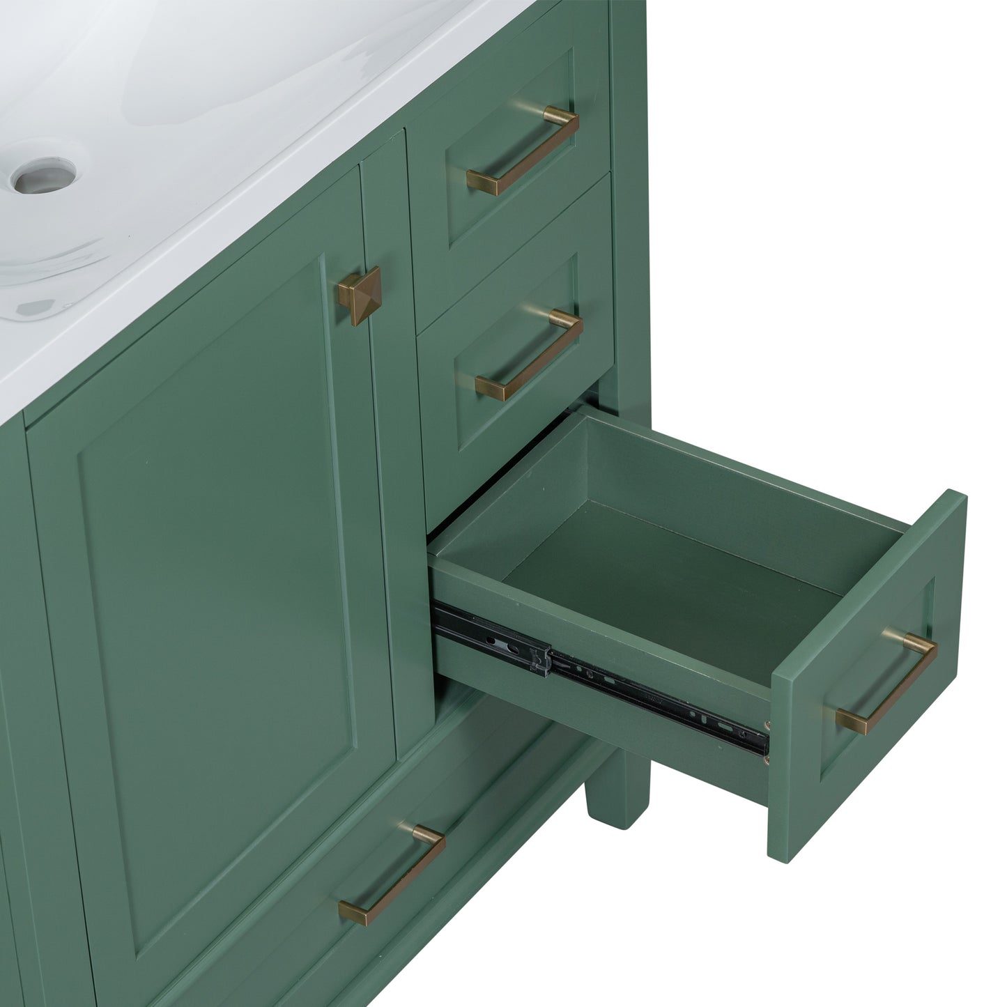 Chic Green Bathroom Vanity with Sink and Soft-Close Drawers